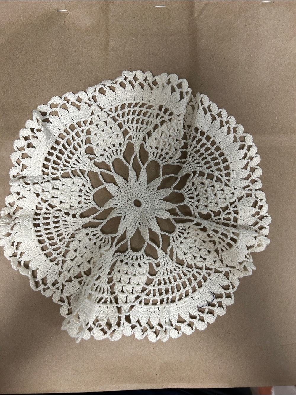 Hand-Crocheted Cream Doily Decorative Accent